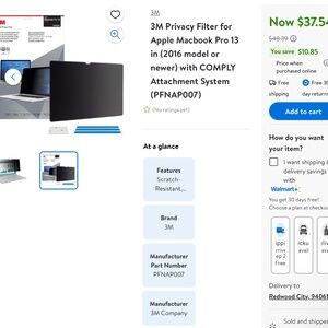 MacBook Pro 13 privacy filter  brand new